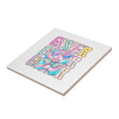 Fröhlicher Osterhase Coquette Schleife Preppy Oste Fliese (Seite)