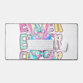 Fröhlicher Osterhase Coquette Schleife Preppy Oste Schreibtischunterlage (Tastatur & Maus)