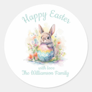 Fröhlicher Osterhase Ei Cute Vintage Runder Aufkleber
