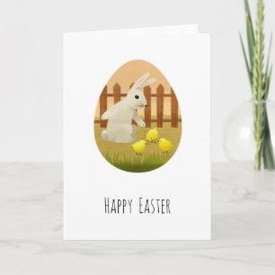 Fröhlicher Osterhase Ei Küken Feiertagskarte