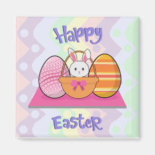 Fröhlicher Osterhase Eier Korb Süße Ostern  Magnet