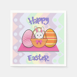 Fröhlicher Osterhase Eier Korb Süße Ostern Serviette