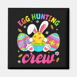 Fröhlicher Osterhase-Eierjagd-Squad-Crew-Familie Magnet