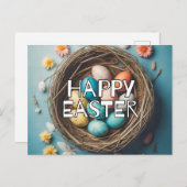 Fröhlicher Osterhase & Eierkuchen Postkarte (Vorne/Hinten)