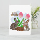 Fröhlicher Osterhase Feiertagskarte (Stehend Vorderseite)