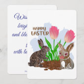 Fröhlicher Osterhase Feiertagskarte (Vorne/Hinten)