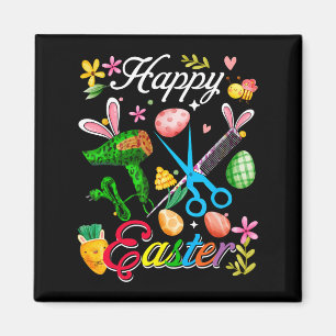 Fröhlicher Osterhase Friseur Werkzeuge Job Team Hu Magnet