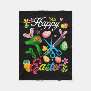 Fröhlicher Osterhase Friseur Werkzeuge Job Team Ja Fleecedecke