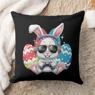 Fröhlicher Osterhase Hase Gaming Gamer Spiele Kissen