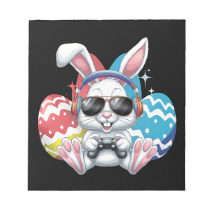 Fröhlicher Osterhase Hase Gaming Gamer Spiele Notizblock
