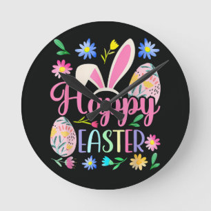 Fröhlicher Osterhase Hasengesicht Lustig Runde Wanduhr
