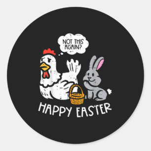 Fröhlicher Osterhase Huhn Nicht Wieder Lustig Männ Runder Aufkleber
