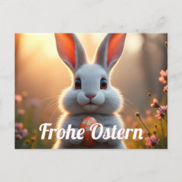 Fröhlicher Osterhase im Zauber des Frühlings Feiertagspostkarte