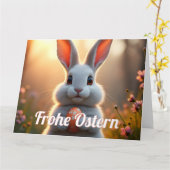 Fröhlicher Osterhase im Zauber des Frühlings Karte (Gelbe Blume)