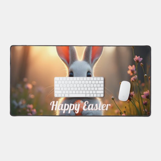 Fröhlicher Osterhase im Zauber des Frühlings Schreibtischunterlage (Tastatur & Maus)