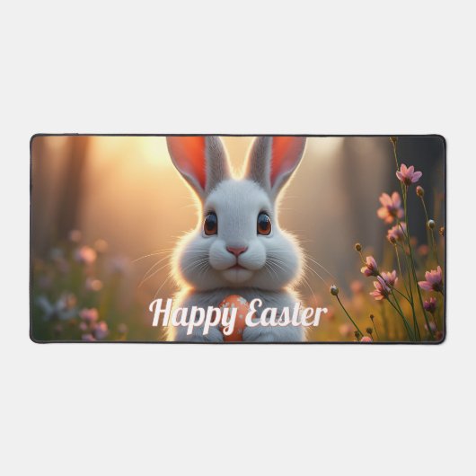 Fröhlicher Osterhase im Zauber des Frühlings Schreibtischunterlage (Vorderseite)