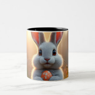 Fröhlicher Osterhase in der Magie des Frühlings Zweifarbige Tasse