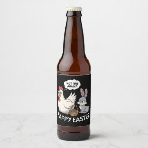 Fröhlicher Osterhase Kaninchen Huhn Nicht schon wi Bierflaschenetikett