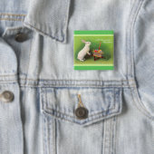 Fröhlicher Osterhase Korb Eier Button (Beispiel)
