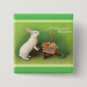 Fröhlicher Osterhase Korb Eier Button (Vorderseite)