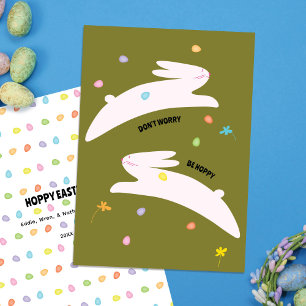 Fröhlicher Osterhase   Moderne Minimalistische Ost Feiertagskarte