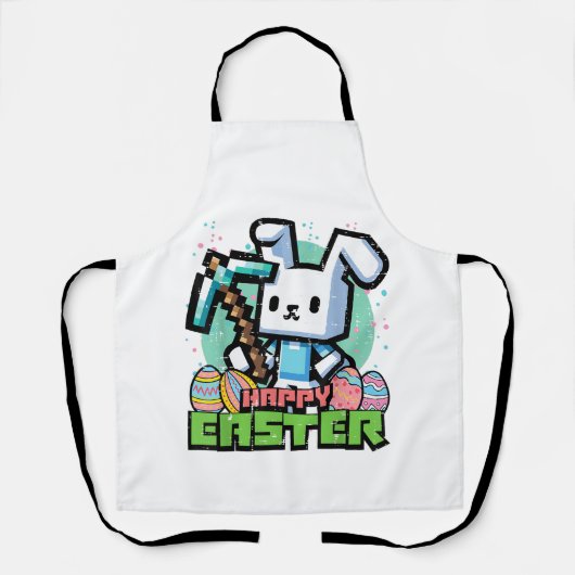 Fröhlicher Osterhase Pixel Game Gaming Gamer Junge Schürze (Vorderseite)