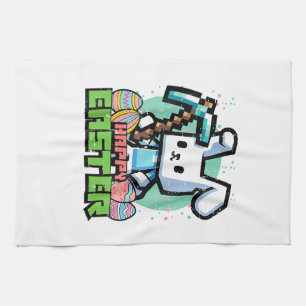 Fröhlicher Osterhase Pixel Spiel Gaming Gamer Jung Geschirrtuch