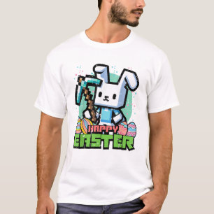 Fröhlicher Osterhase Pixel Spiel Gaming Gamer Jung T-Shirt