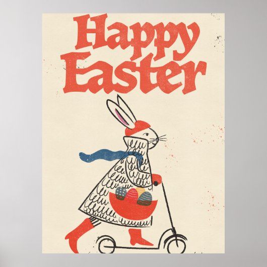 Fröhlicher Osterhase Poster (Vorne)