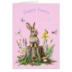 Fröhlicher Osterhase Schmetterlinge Pilze Libelle