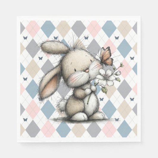 Fröhlicher Osterhase Serviette (Vorderseite)