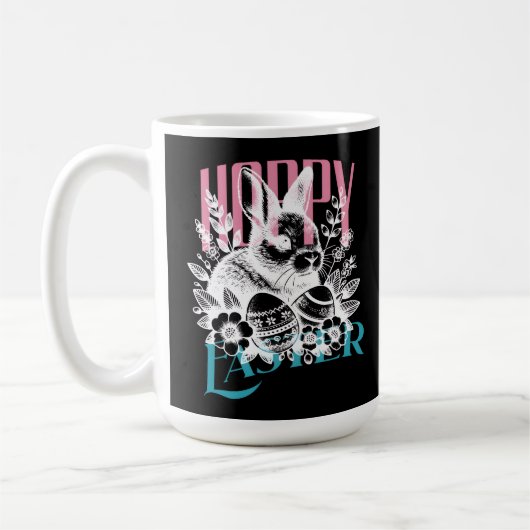 Fröhlicher Osterhase Stempel Rosa Kaffeetasse (Links)