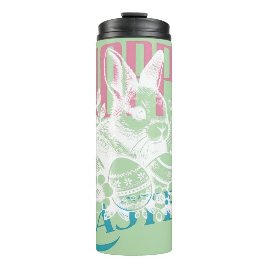 Fröhlicher Osterhase Stempel Rosa Thermosbecher (Vorderseite)