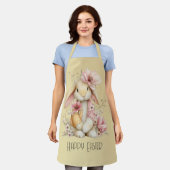 Fröhlicher Osterhase und Blumen Schürze (Getragen)