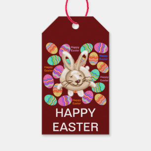Fröhlicher Osterhase und Eier Geschenkanhänger