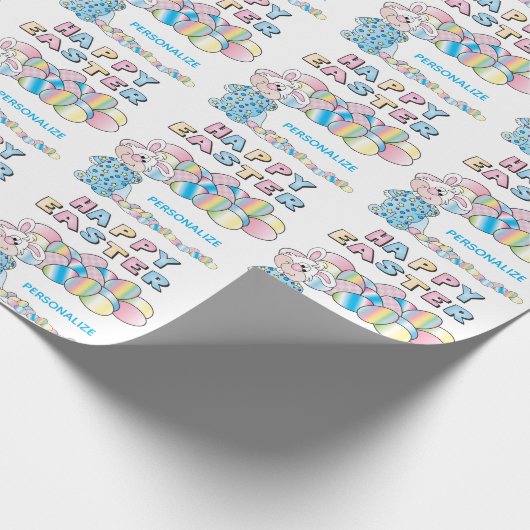 Fröhlicher Osterhase und Eier - Geschenkpapier (Ecke)