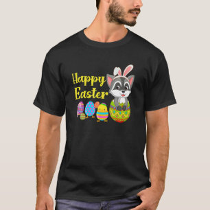 Fröhlicher Osterhase Waschbär Hase Eier Jagd Süß B T-Shirt