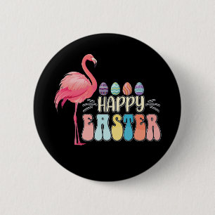 Fröhlicher Ostern Flamingo Hase Ei Korb Button