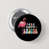 Fröhlicher Ostern Flamingo Hase Ei Korb Button (Vorne & Hinten)