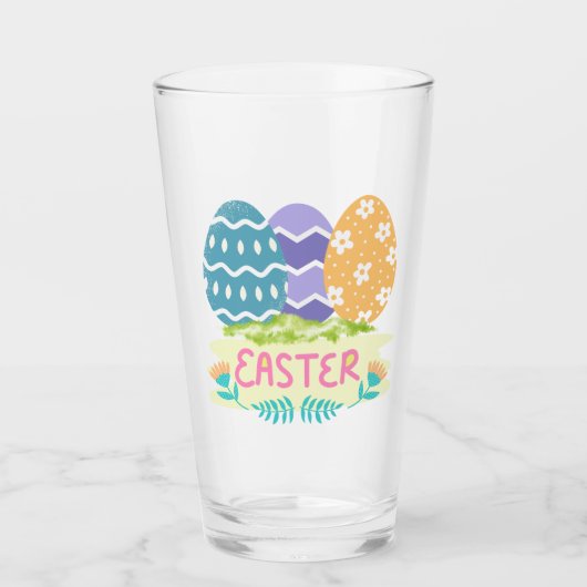 Fröhlicher Ostern Glas (Vorderseite)