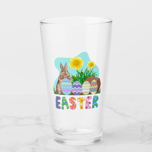 Fröhlicher Ostern Glas (Vorderseite)