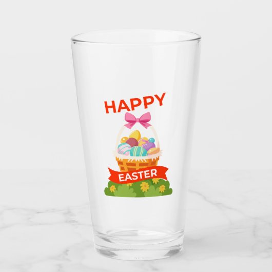 Fröhlicher Ostern Glas (Vorderseite)