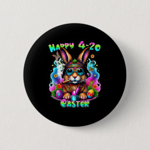 Fröhlicher Ostertag Hase raucht Gras Lustig Button