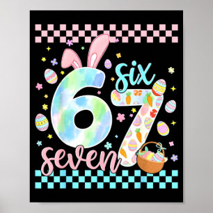 Fröhlicher Ostertag lustig 67 sechs sieben Hase Ei Poster