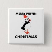 Fröhlicher Papageientaucher-Weihnachtsknopf Button (Vorderseite)