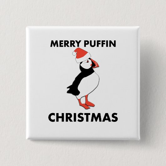 Fröhlicher Papageientaucher-Weihnachtsknopf Button (Vorderseite)