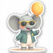 Fröhlicher Party Elephant | Niedliches Festprogram Aufkleber (Vorderseite)