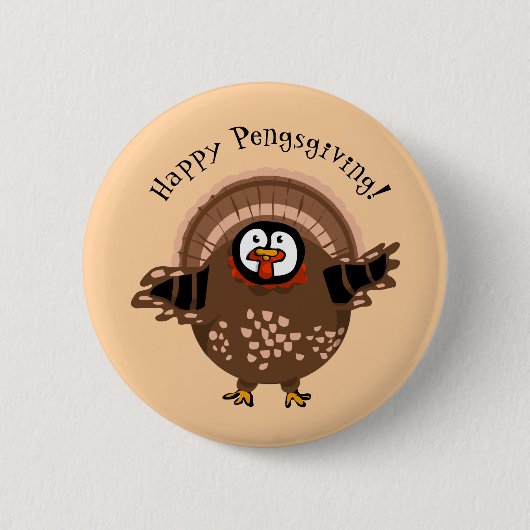 Fröhlicher PengsGiving Truthahn Button (Vorderseite)