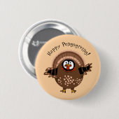 Fröhlicher PengsGiving Truthahn Button (Vorne & Hinten)