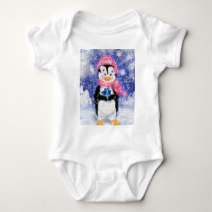 Fröhlicher Pinguin Baby-Strampler - Weihnachten Baby Strampler